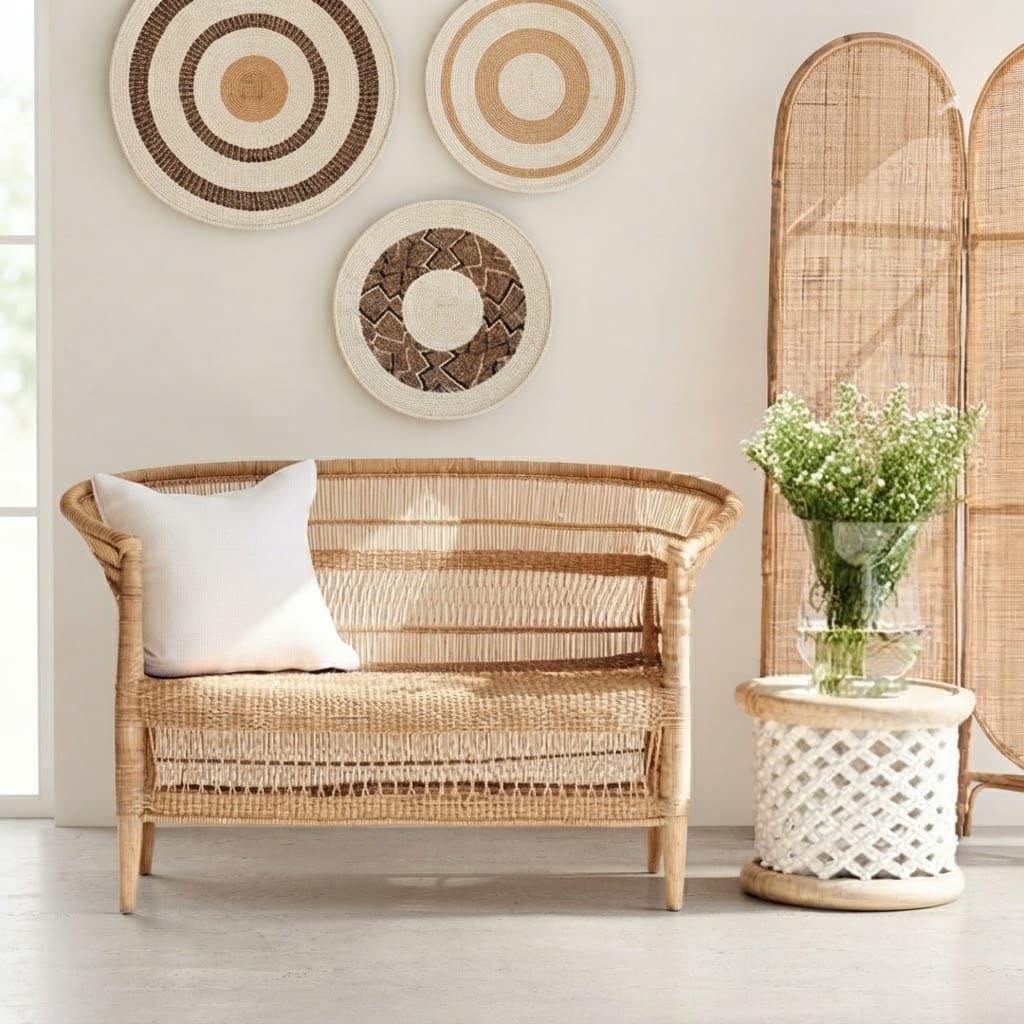 Traditional 2-Seater Malawi Cane Chair