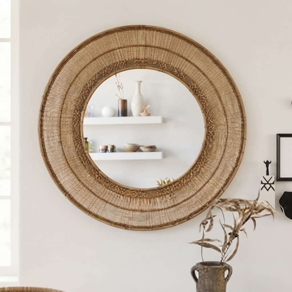 Malawi Sun Oval Mirror Natural