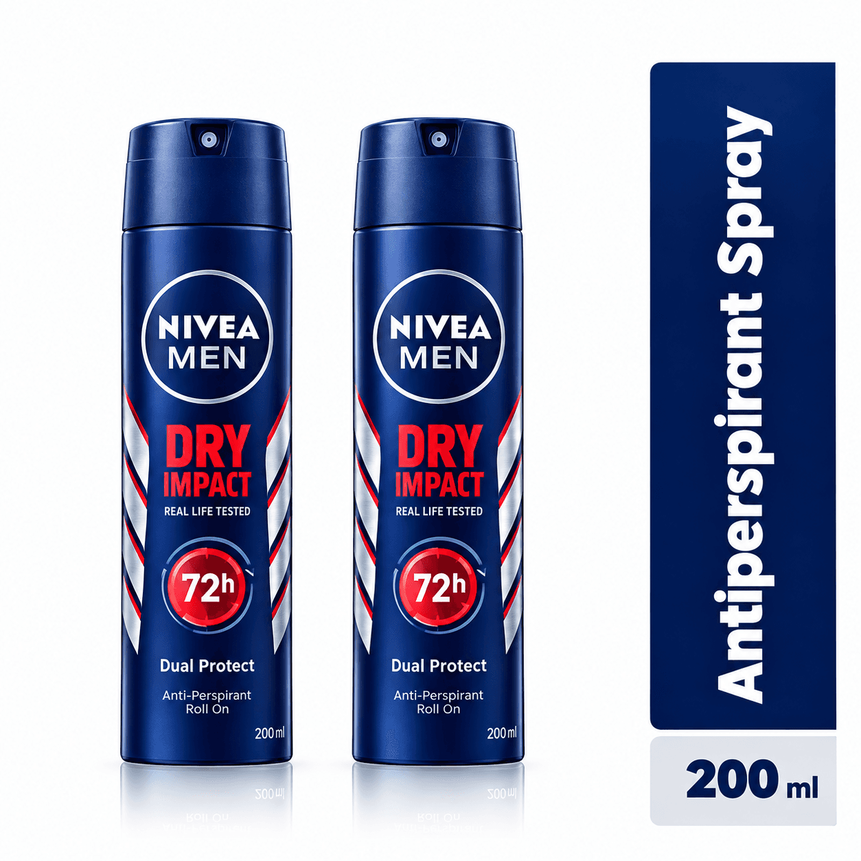 NIVEA Dry Impact Anti-Perspirant Spray For Men, 72h - 200ml (Pack Of 2) — by NIVEA — men-dry-impact-sprays products from NG — Afrizonemart