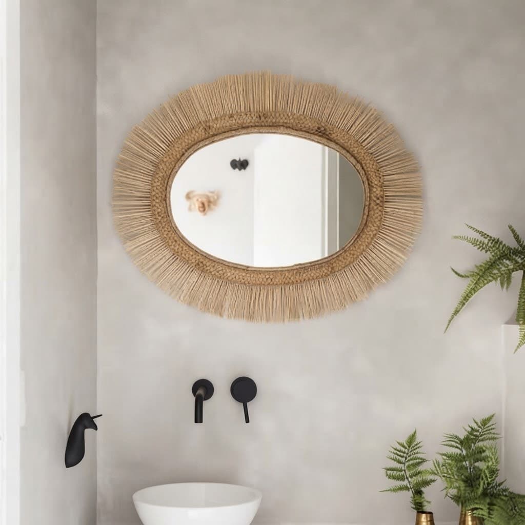 Malawi Oval Mirror Natural