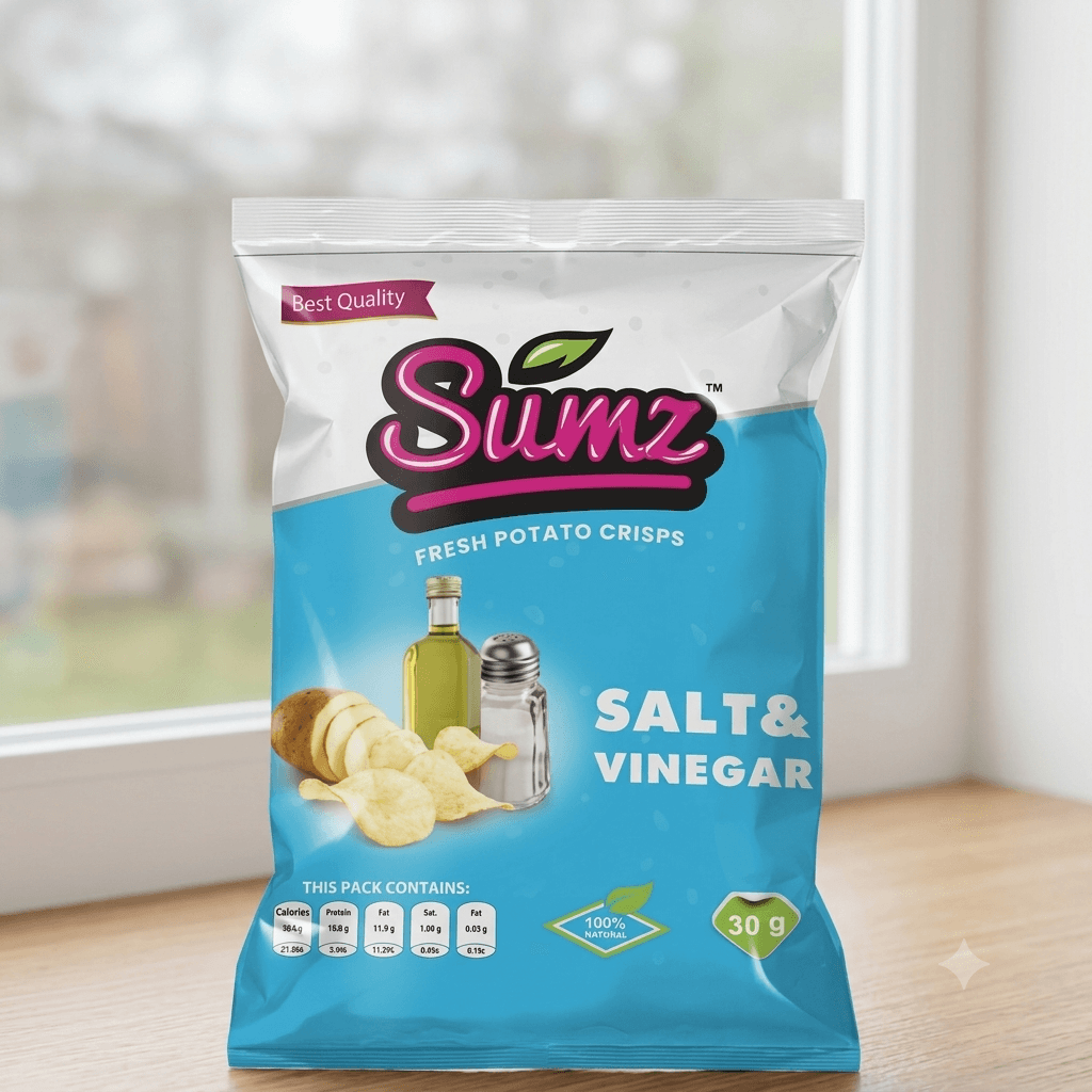 Sumz, Potato Crisps Salt & Vinegar - 30g — by Psalms Food Industries Ltd — food-agriculture-snacks products from UG — Afrizonemart