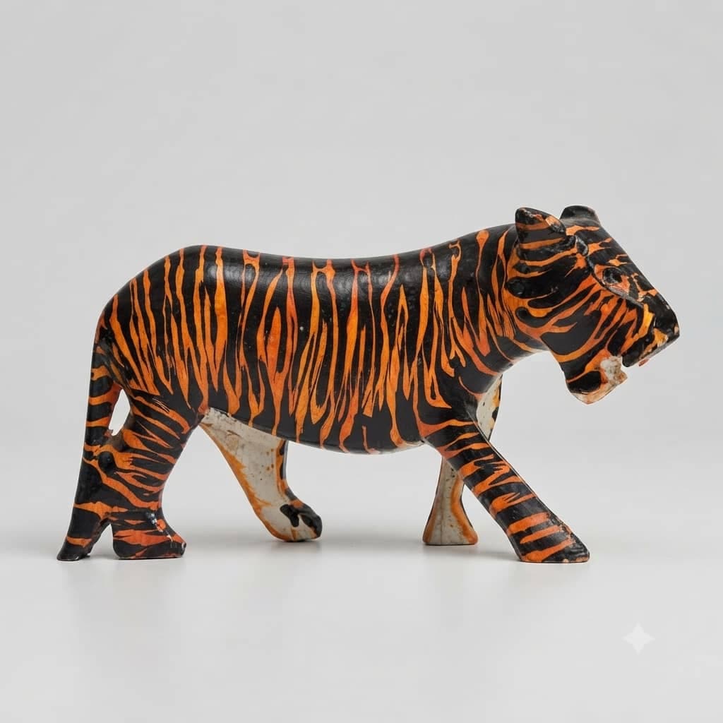 Large Hand-Crafted Wooden Tiger Sculpture — by Ugandan Crafts — craft-tiger-sculptures products from UG — Afrizonemart