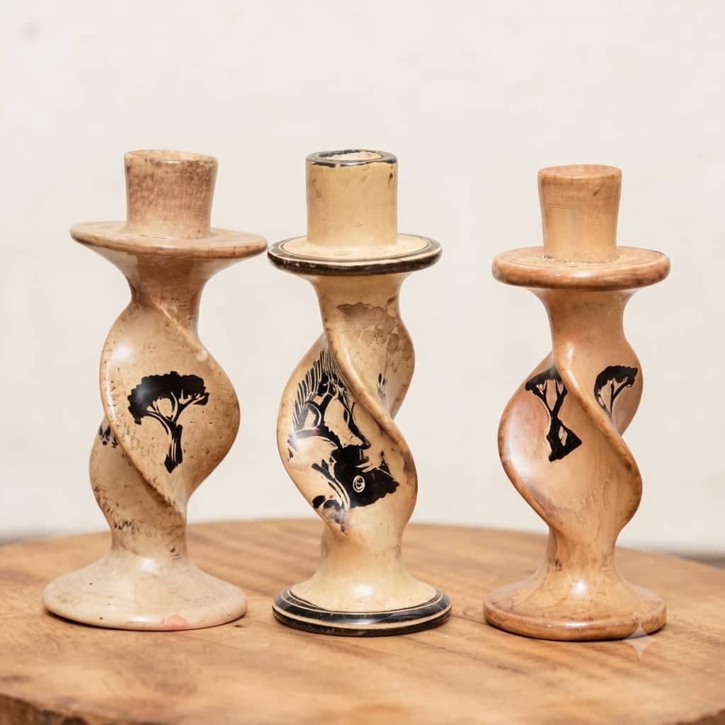 Rift Spiral Hand-Etched Soapstone Candle Holder