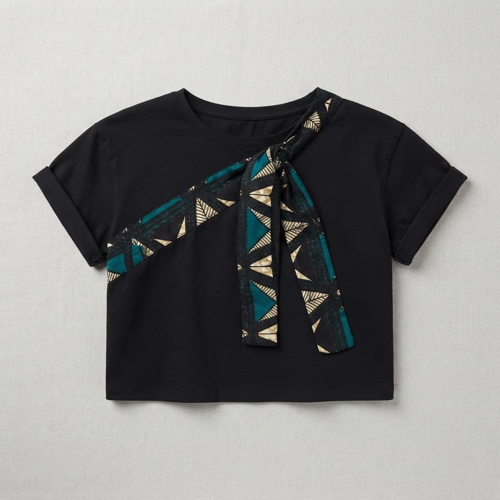 Organic Black Cotton Cropped T-shirt