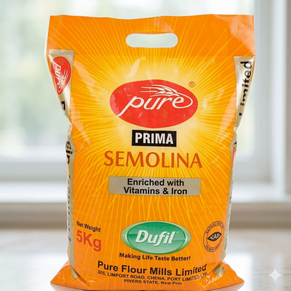 Pure Semolina 5kg — by Pure — Garri Swallow products from NG — Afrizonemart