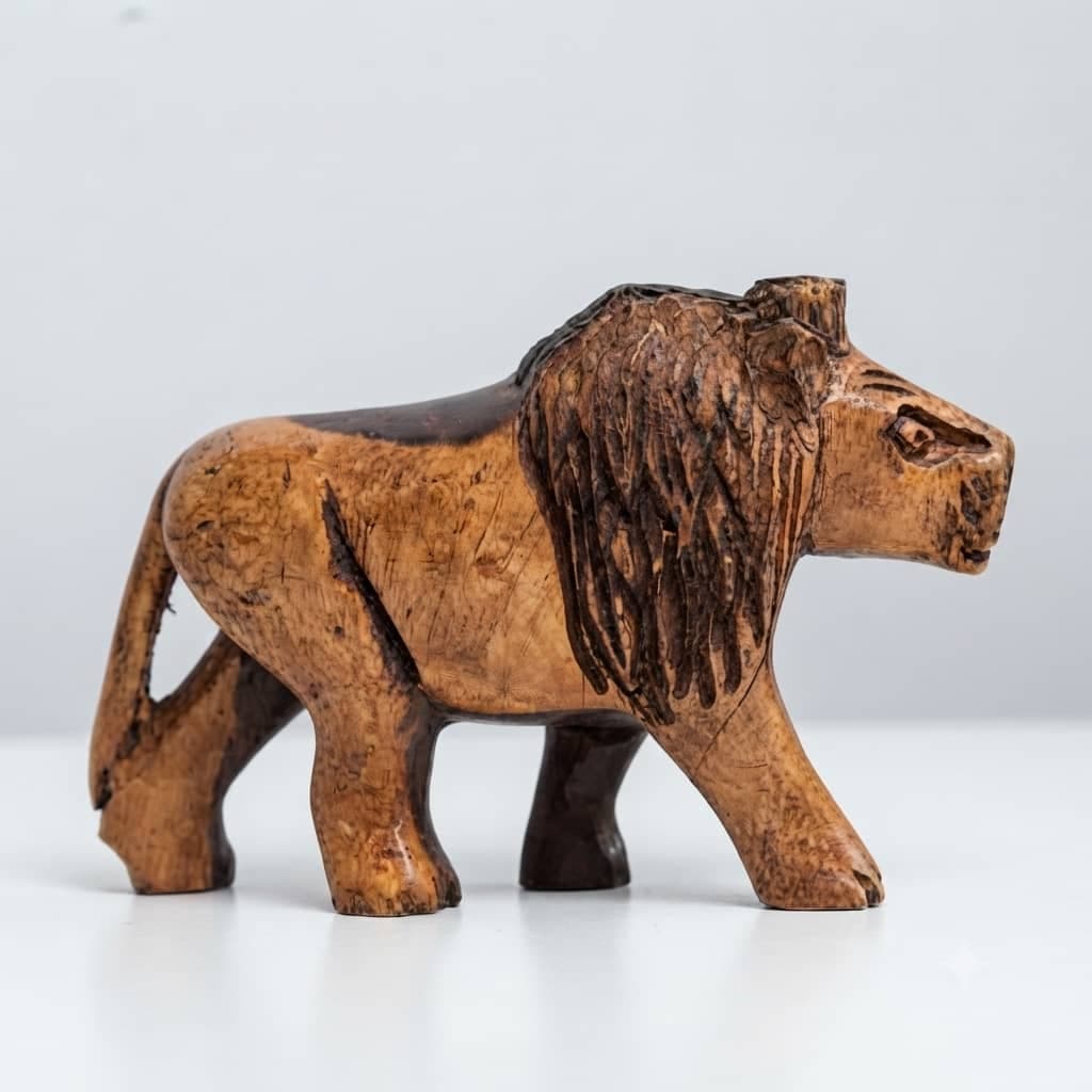 Wooden Stalking Lion Figurine — by Ugandan Crafts — craft-stalking-lion products from UG — Afrizonemart