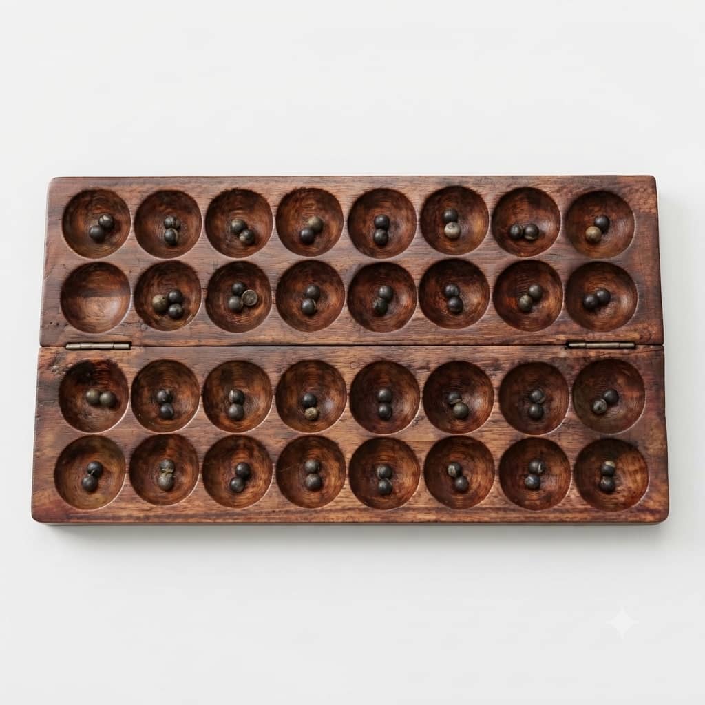 The Buganda Kingdom Hand-Carved Wooden Omweso Board Game