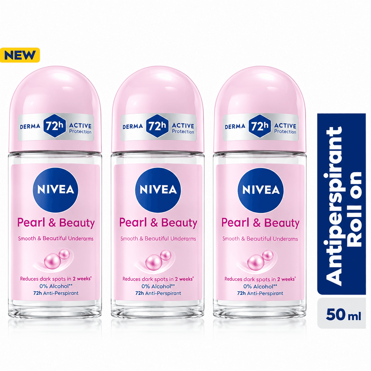NIVEA Pearl & Beauty Anti-Perspirant Roll-on For Women 72h - 50ml (Pack Of 3) — by NIVEA — pearl-beauty-roll-ons products from NG — Afrizonemart