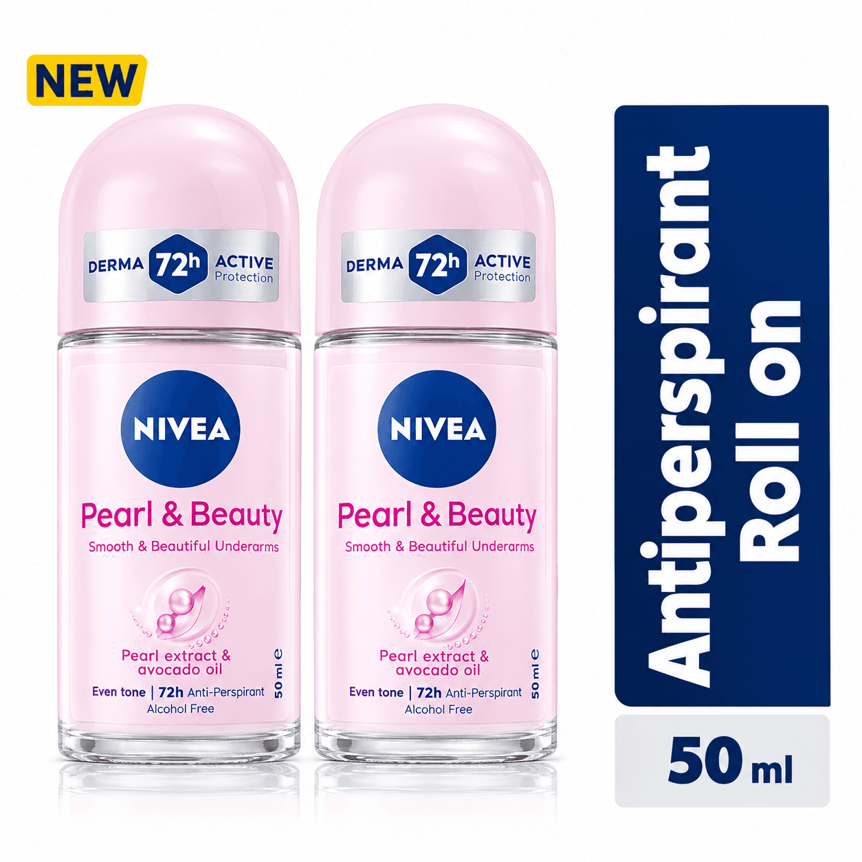 NIVEA Pearl & Beauty Anti-Perspirant Roll-on For Women 72h - 50ml (Pack Of 2) — by NIVEA — pearl-beauty-rollons-pack2 products from NG — Afrizonemart