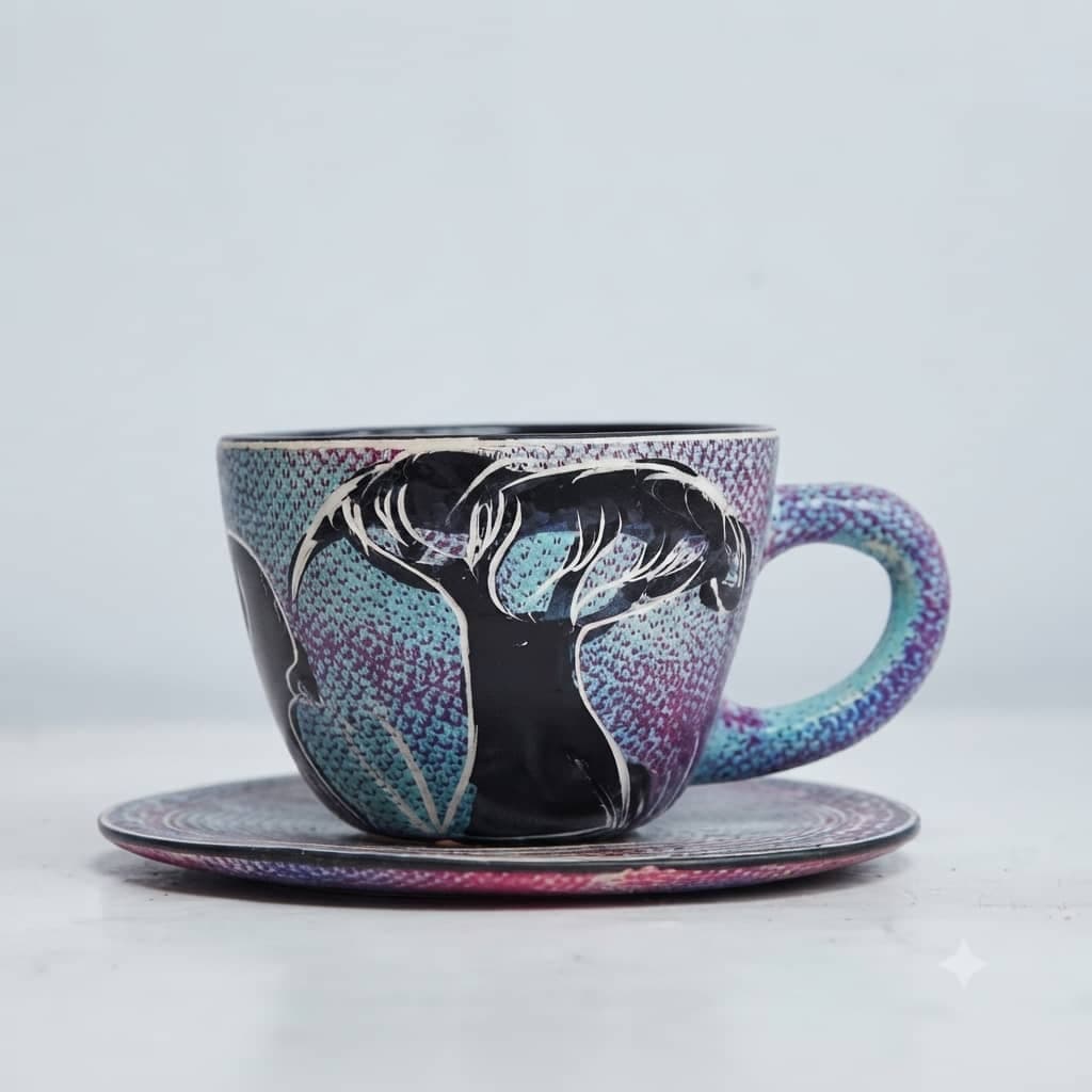Kazinga Twilight Soapstone Espresso Cup & Saucer Set