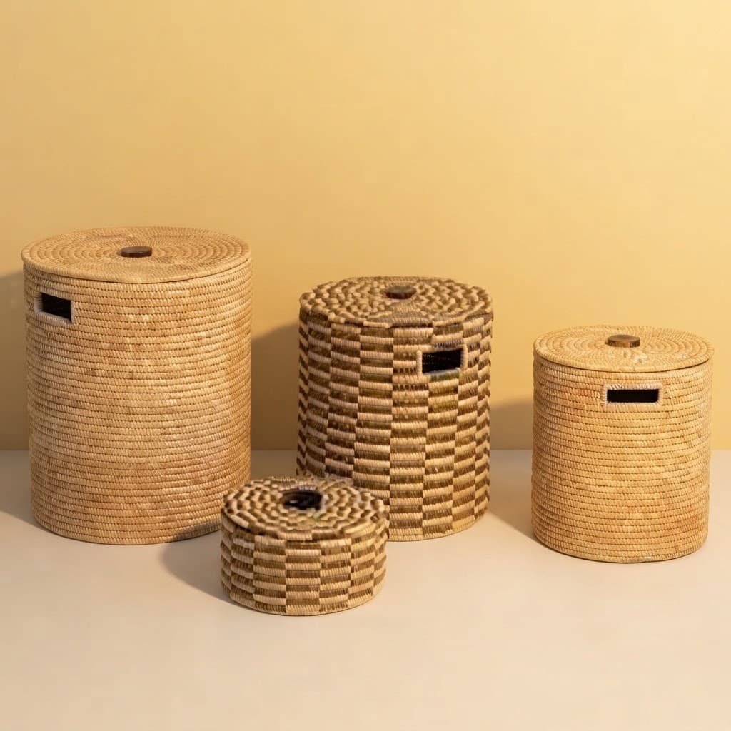 Classic Cylinder Storage Basket with Lid — by People of the Sun — Malawi Baskets products from MW — Afrizonemart