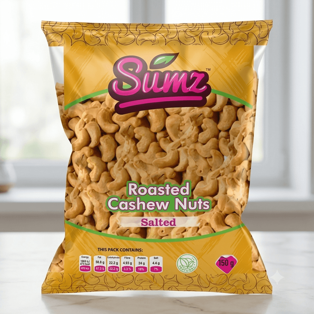 Sumz, Cashew Nuts Salted - 150g — by Psalms Food Industries Ltd — Nuts products from UG — Afrizonemart