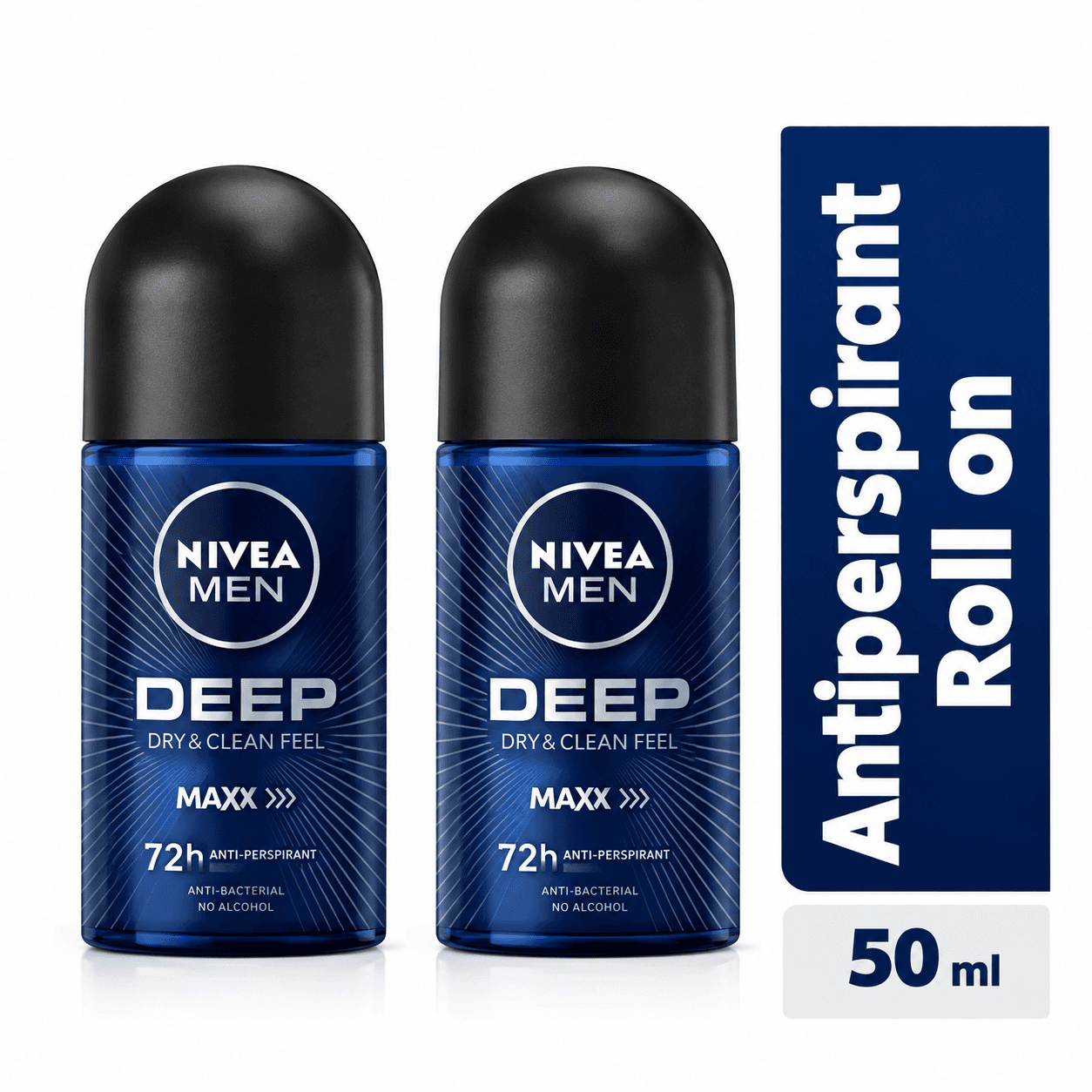 NIVEA MEN Deep Anti-Perspirant Roll-on For Men, 72h - 50ml (Pack of 2) — by NIVEA — men-deep-rollons-pack2 products from NG — Afrizonemart