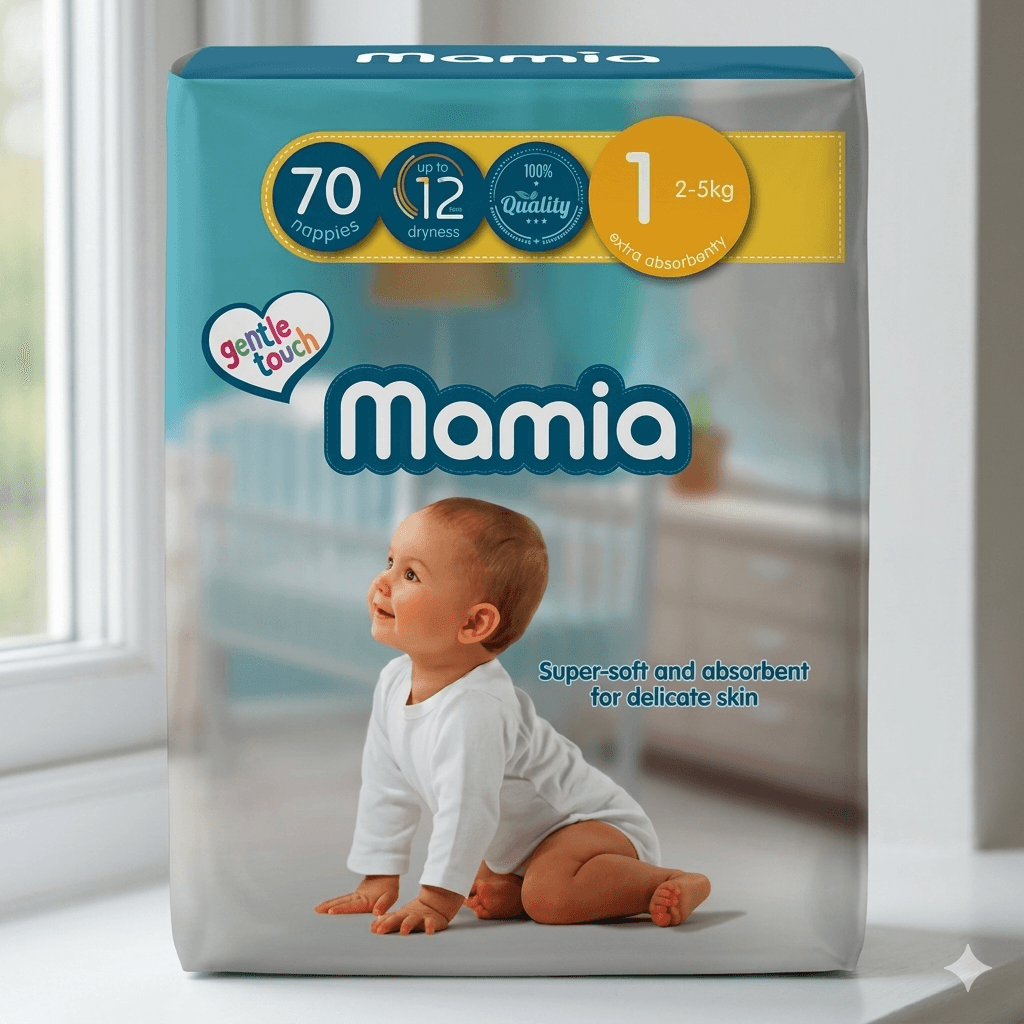 Mamia Diapers Newborn Size 1 (70 count)