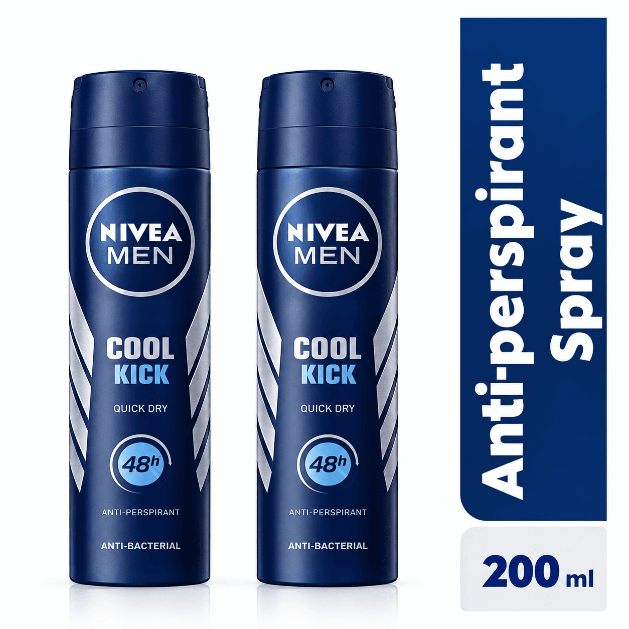 NIVEA Cool Kick Anti-Perspirant Spray For Men, 48h - 200ml (Pack Of 2)