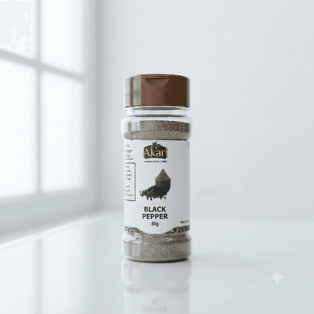 Akari Black Pepper Powder - 80g — by Akari Natural Spices and Herbs — food-agriculture-spices products from UG — Afrizonemart