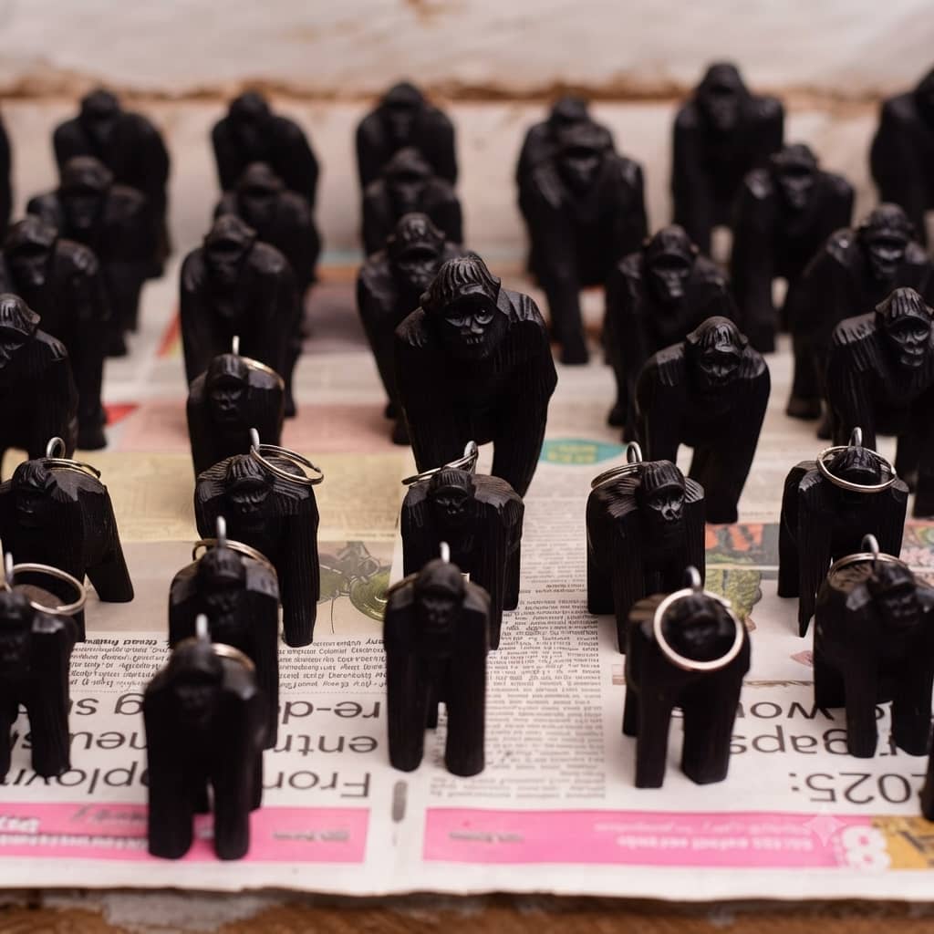 Hand-Carved Silverback Gorilla Keychain