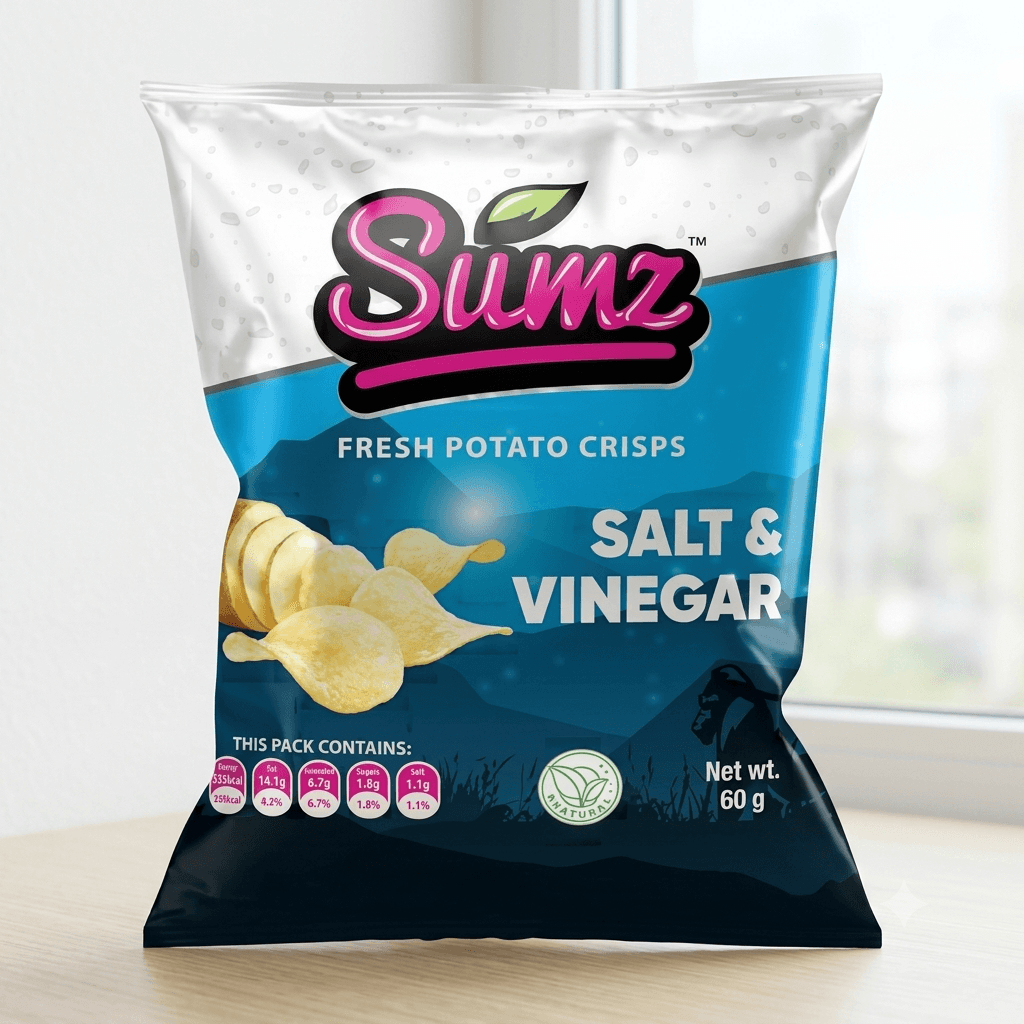 Sumz, Potato Crisps Salt & Vinegar - 60g — by Psalms Food Industries Ltd — food-agriculture-snacks products from UG — Afrizonemart