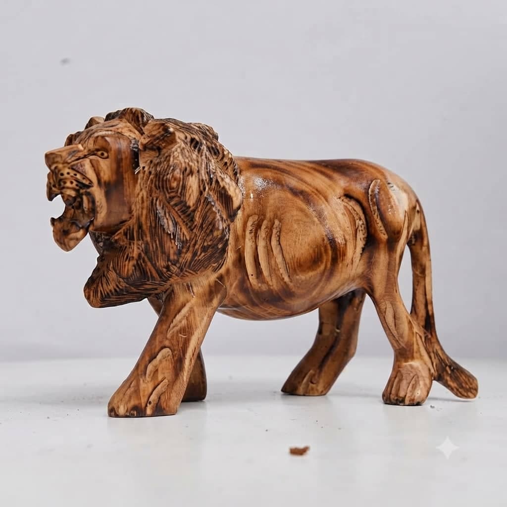 Large Prowl Roaring Lion Sculpture