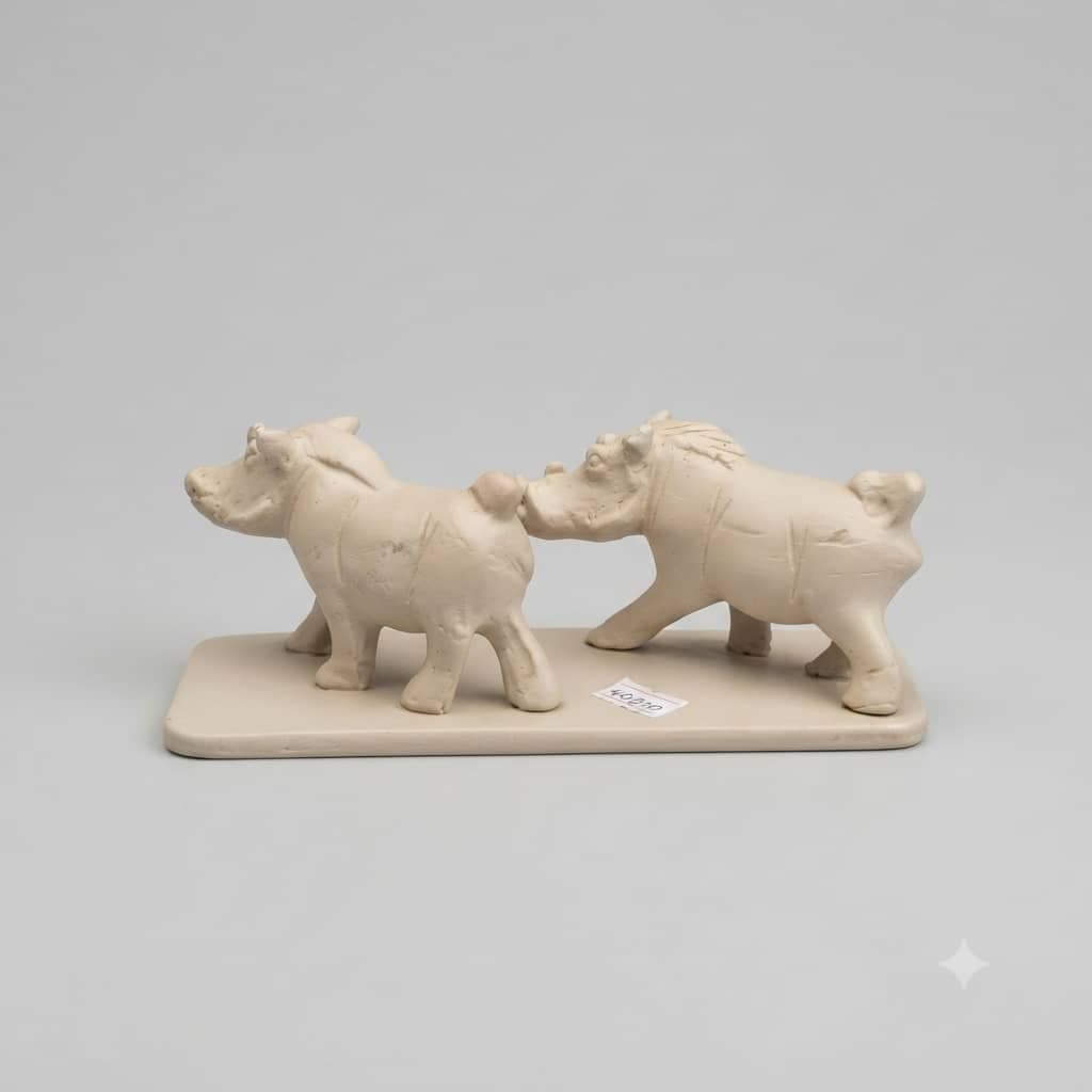 Twin Hippo Soapstone Sculpture — by Ugandan Crafts — craft-soapstone-hippo products from UG — Afrizonemart