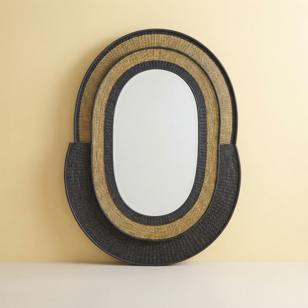 Malawi Oval Mirror Black