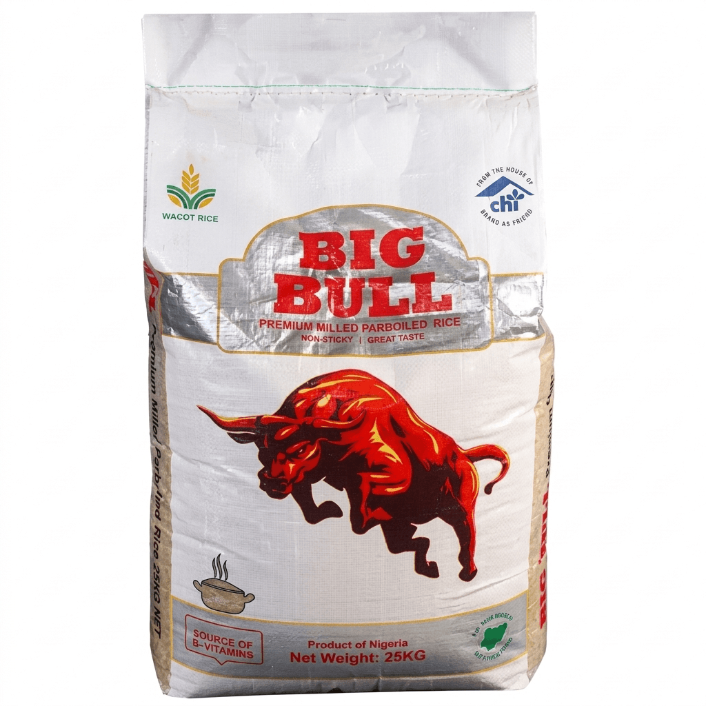 Big Bull Parboiled Rice 25kg — by Big Bull — Rice from NG — Afrizonemart