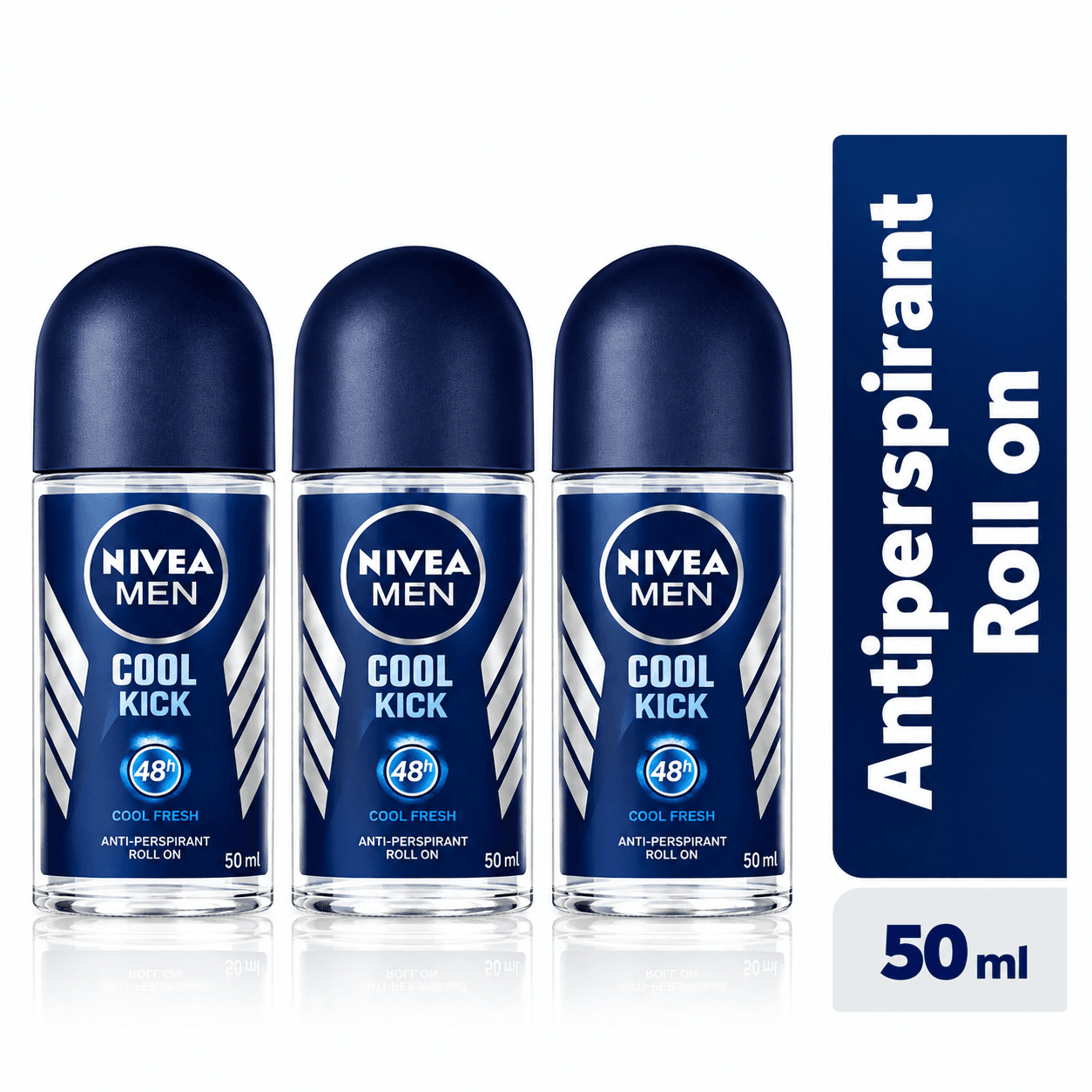 NIVEA Cool Kick Anti-Perspirant Roll-on For Men, 48h - 50ml (Pack Of 3) — by NIVEA — men-cool-kick-rollons products from NG — Afrizonemart