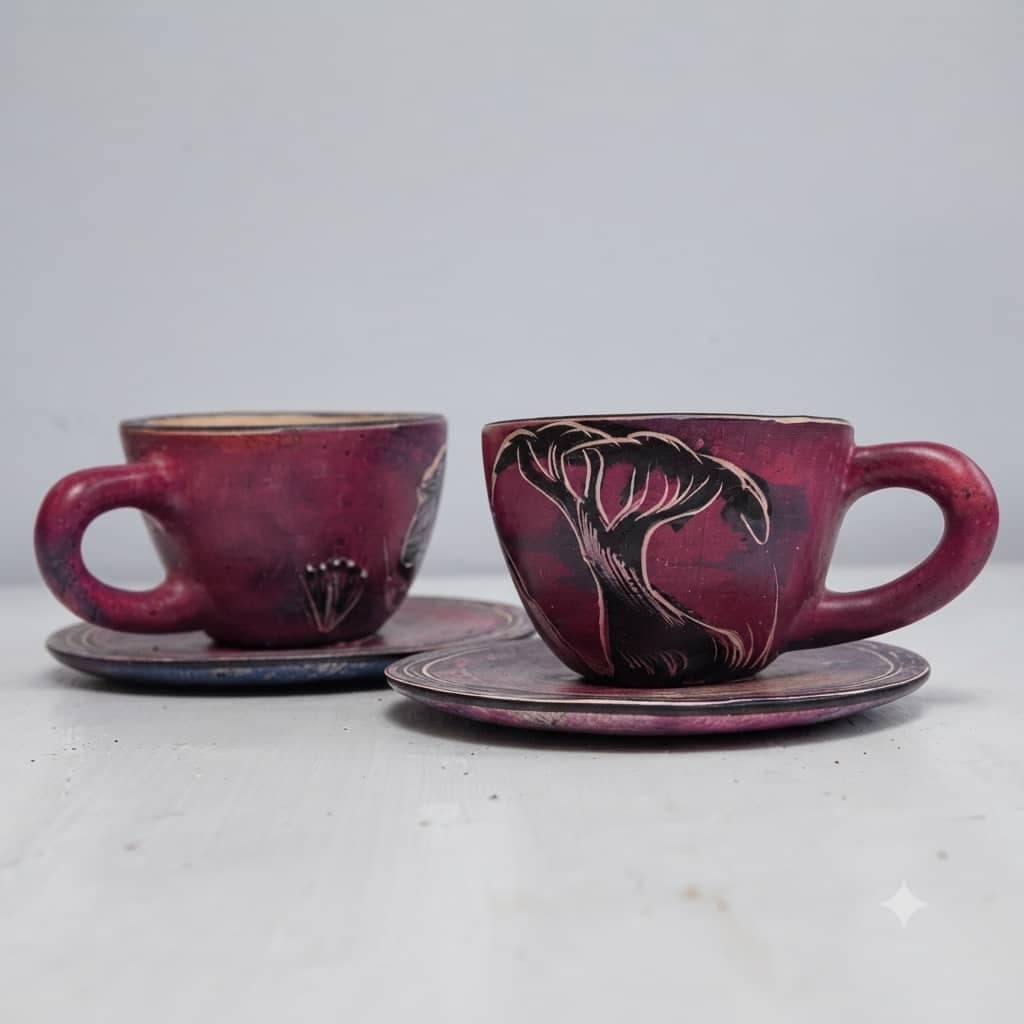 Sunset Ceramic Espresso Cup & Saucer Set