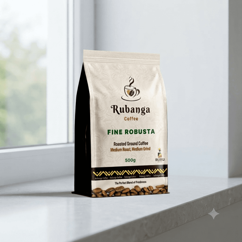 RUBANGA, Fine Robusta Roasted Ground Medium Roast Coffee - 500g
