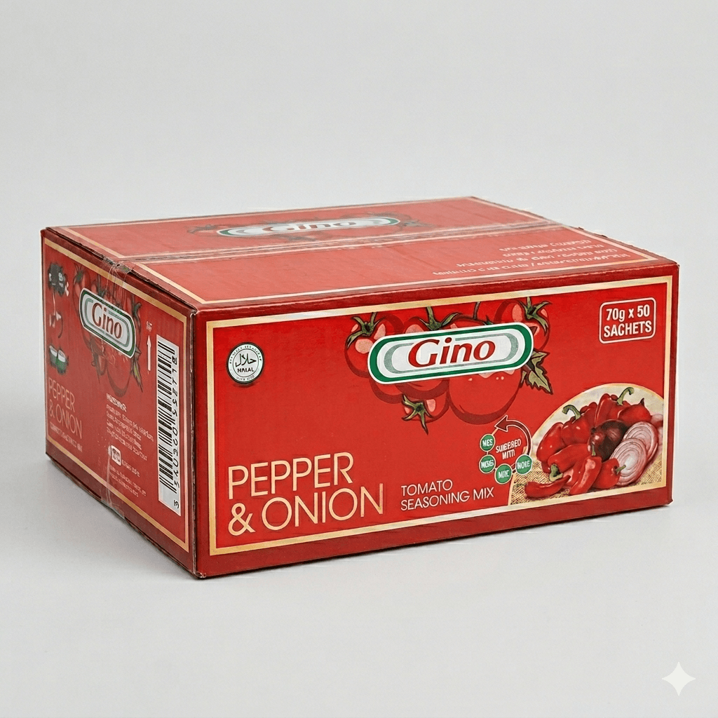 Gino Pepper & Onion Mix 70g x 50 (Carton) — by Gino — Tomato Sauces from NG — Afrizonemart