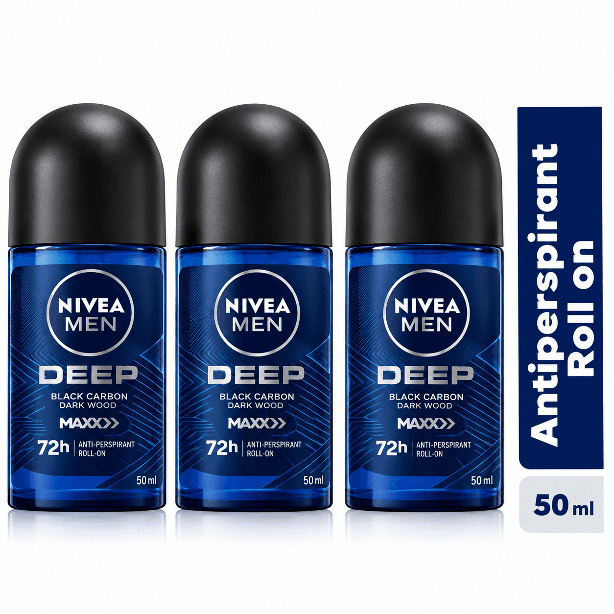 NIVEA MEN Deep Anti-Perspirant Roll-on For Men, 72h - 50ml (Pack of 3) — by NIVEA — men-deep-roll-ons products from NG — Afrizonemart