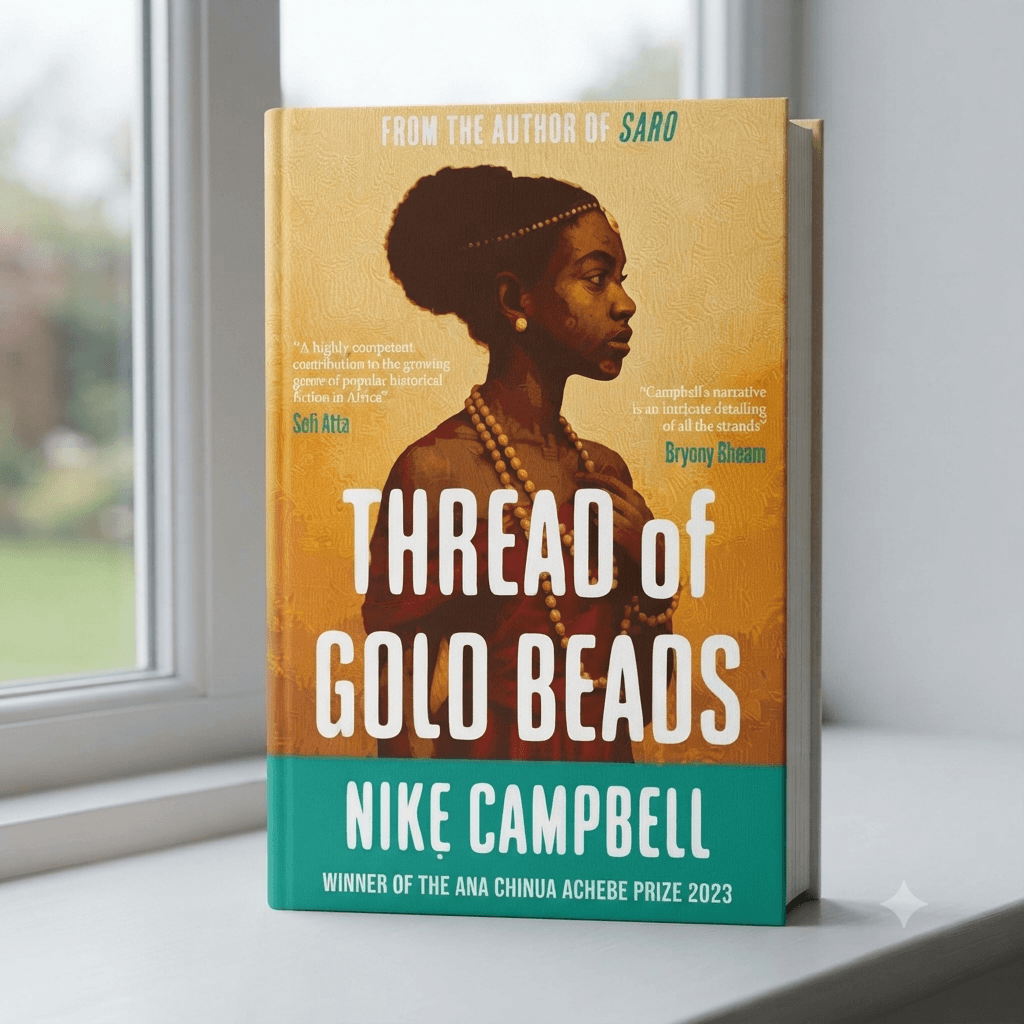 Thread of gold beads by Nike Campbell — by Nike Campbell — classic-fiction products from NG — Afrizonemart