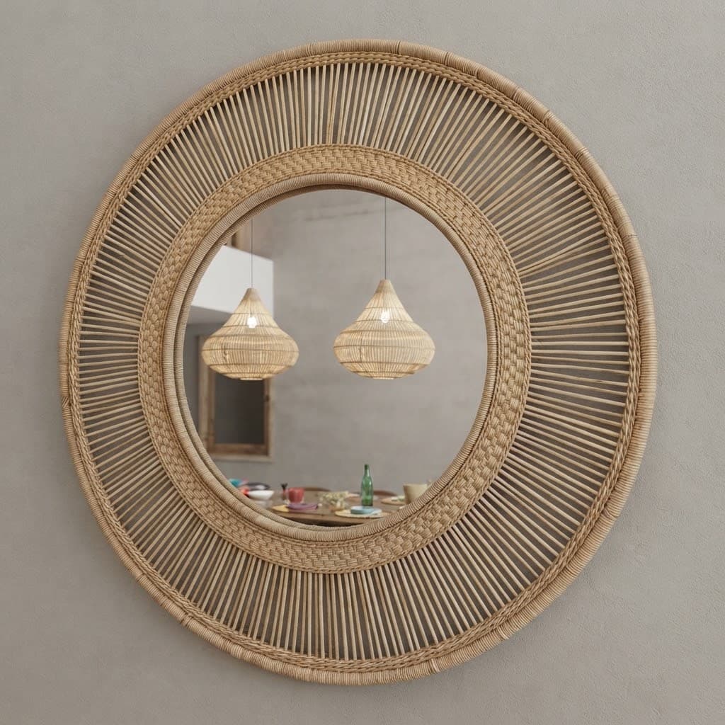 Malawi Sun Round Mirror Natural