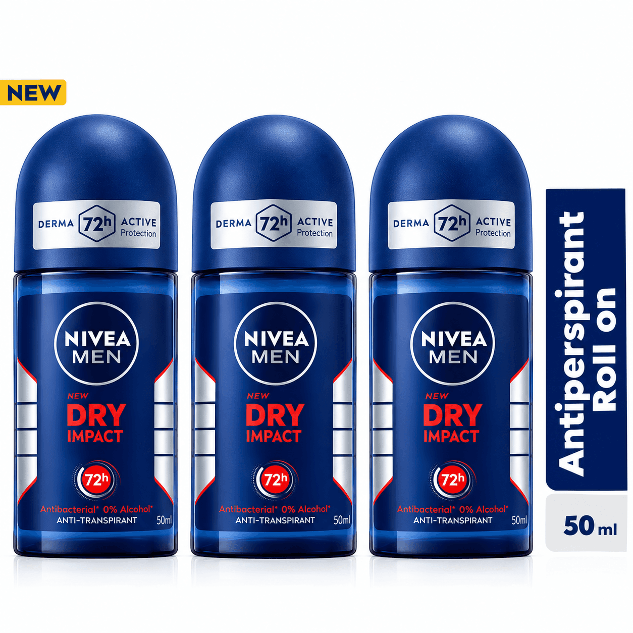 NIVEA Dry Impact Roll-on For Men, 72h - 50ml (Pack Of 3) — by NIVEA — men-roll-ons products from NG — Afrizonemart