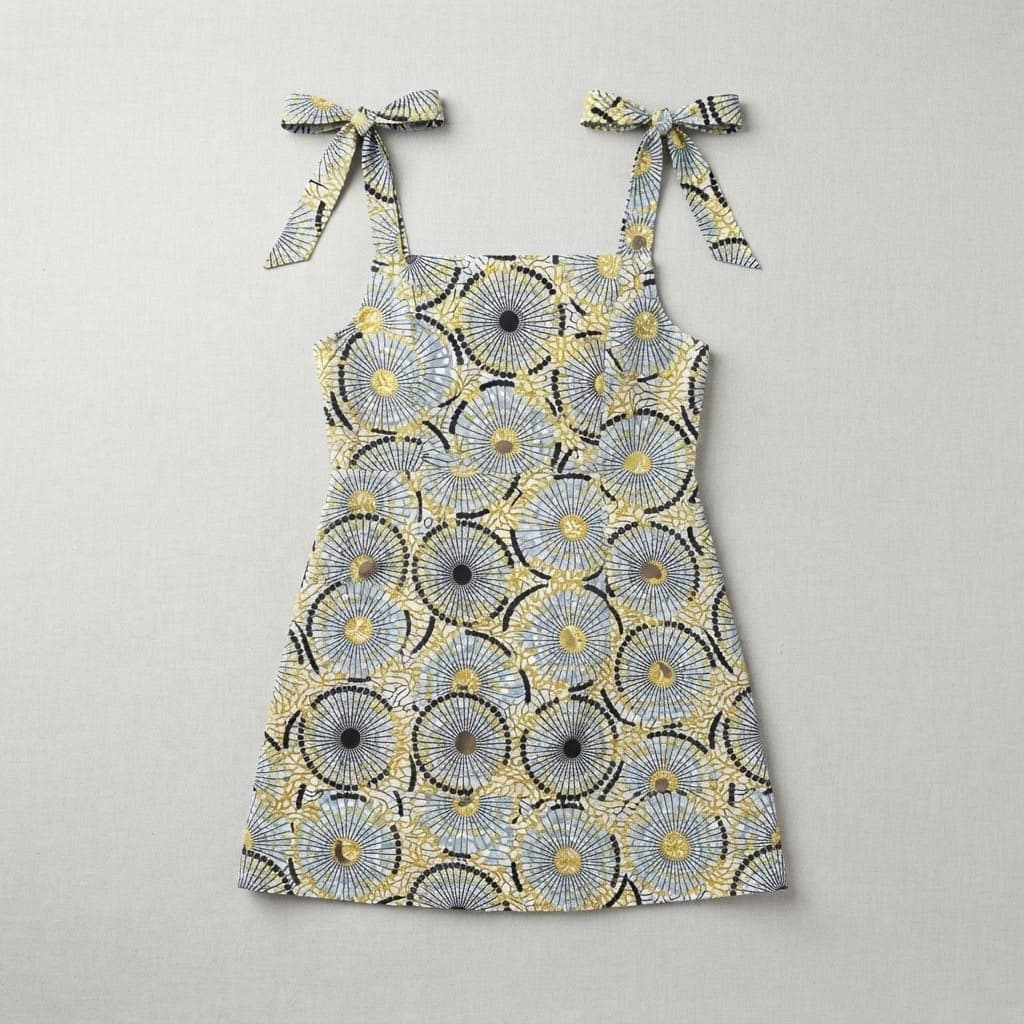 Rose Pinafore Dress in Yellow Kaleidoscope