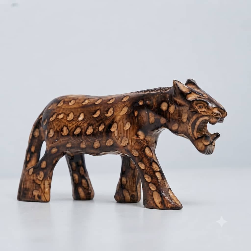 Roaring Leopard Mahogany Sculpture — by Ugandan Crafts — craft-leopard-sculptures products from UG — Afrizonemart