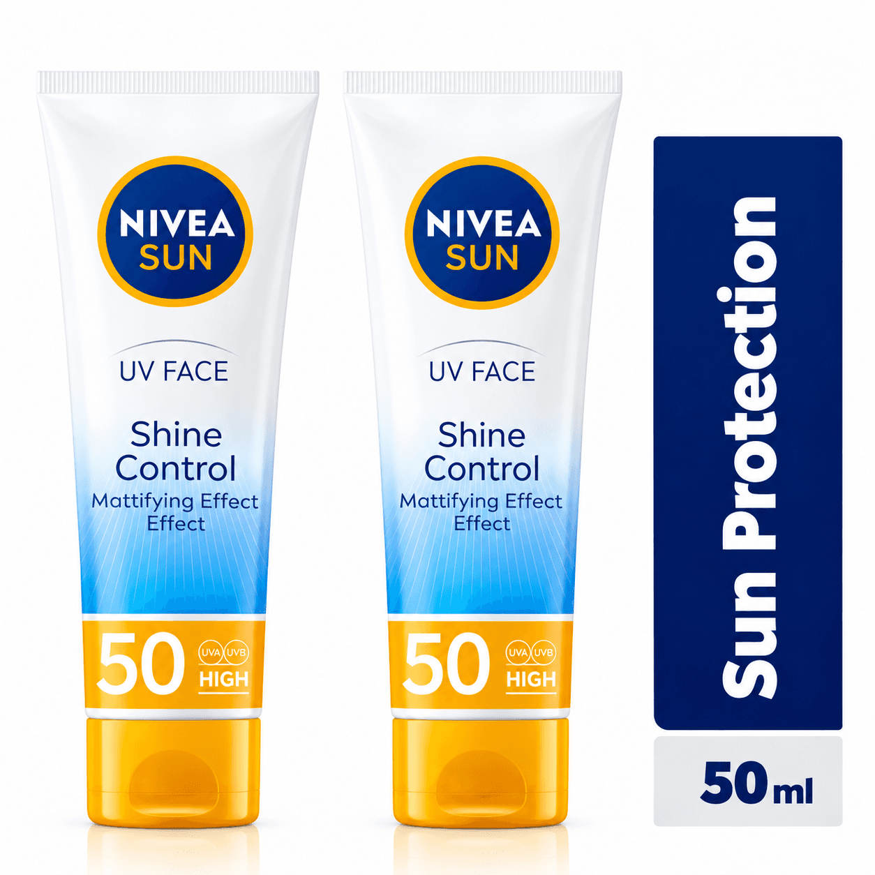 NIVEA Sun UV Sunscreen Face Shine Control Cream SPF 50 - 50ml (Pack of 2)