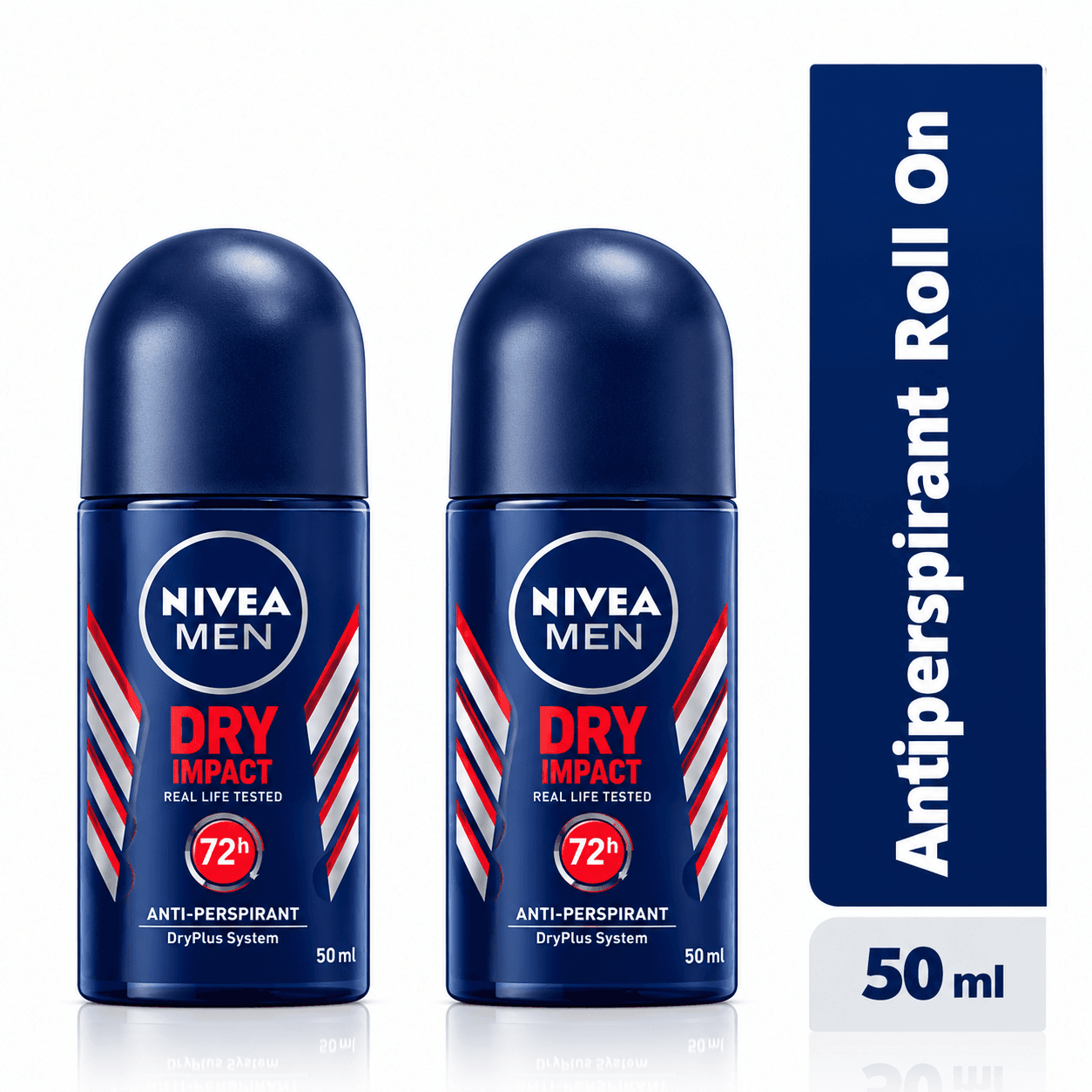 NIVEA Dry Impact Roll-on For Men 72h - 50ml (Pack Of 2) — by NIVEA — men-dry-impact-roll-ons-pack2 products from NG — Afrizonemart