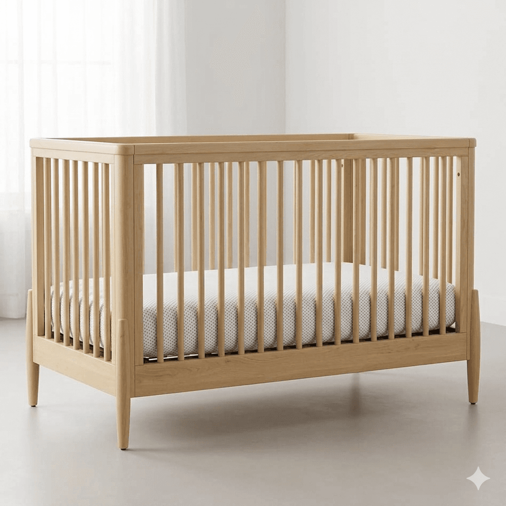 Wooden Baby Crib with Mattress