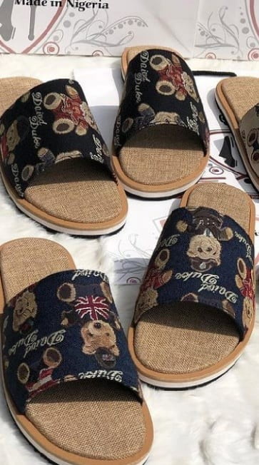 Palm Slippers with Blue Bow for Her - Afrizonemart
